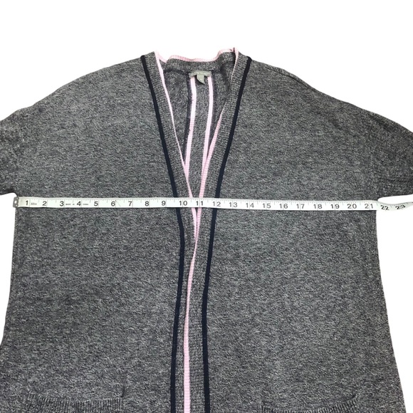 T by Talbots Mixed Marled Navy Indigo Blue Long Cardigan With Pockets Size M - Picture 9 of 10